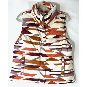 NWT Prana Womens Puffer Vest Hellebore Rose Hip Geo Size M Duck Down $185 MSRP